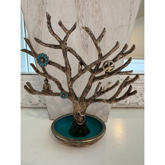 Lucky Brand Earring Jewelry Stand Holder Boho Peace Tree Buddha - Picture 1 of 4